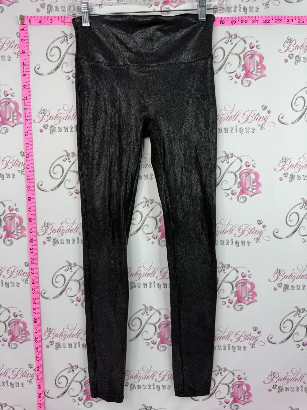 SPANX leggings tights shiny Black High-Waist Faux Leather Leggings